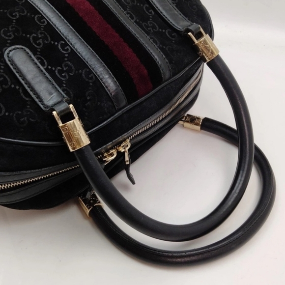 Gucci Sherry Line Black Suede Icon Bag - Picture 4 of 8